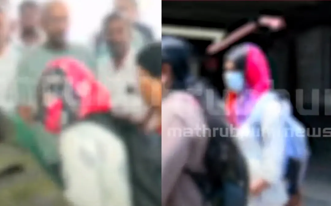പെണ്‍കുട്ടികളെ തിരൂരില്‍ എത്തിച്ചപ്പോള്‍ | Photo: Screen grab/ Mathrubhumi News