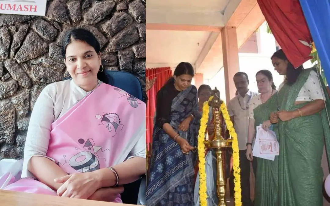 ജസീന റഹീം (ഇടത്ത്), കൊല്ലം ഗവ മോഡൽ ഗേൾസ് ഹൈസ്കൂളിൽ നടന്ന വാർഷികാഘോഷ ചടങ്ങിൽ ജസീന റഹീം നിലവിളക്ക് കൊളുത്തുന്നു (വലത്ത്)