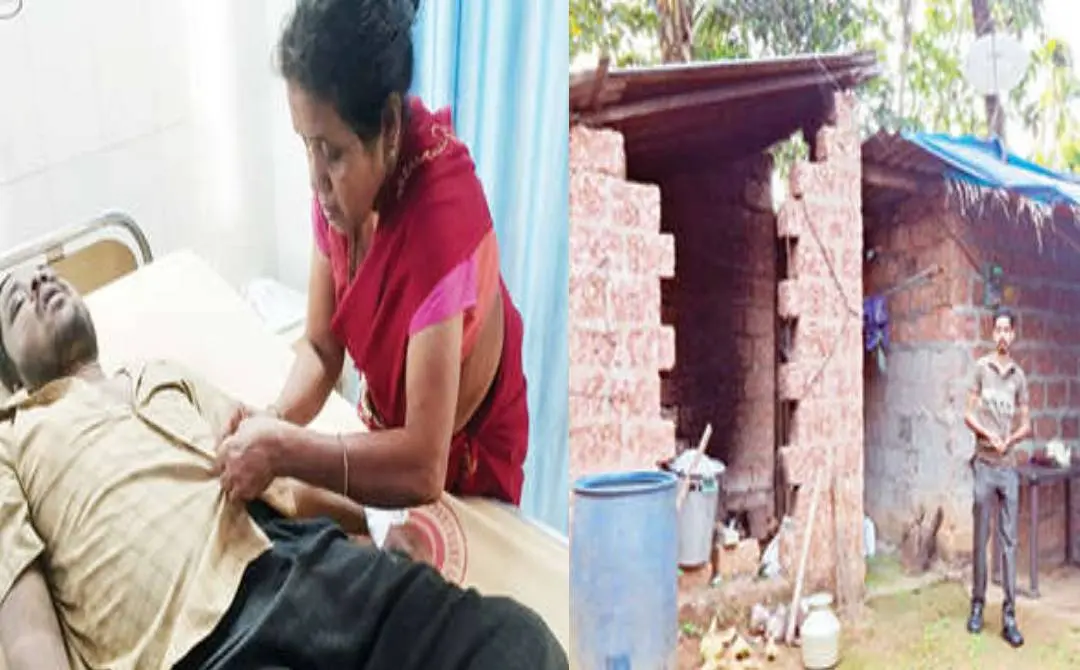 ആസ്പത്രിയിൽ മകന് കൂട്ടിരിക്കുന്ന സരസ്വതി, സരസ്വതിയുടെ വീട്