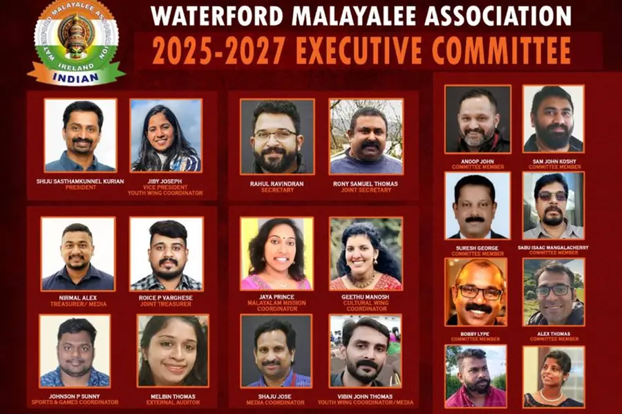 വാട്ടര്‍ഫോര്‍ഡ് മലയാളി അസോസിയേഷന് നവനേതൃത്വം