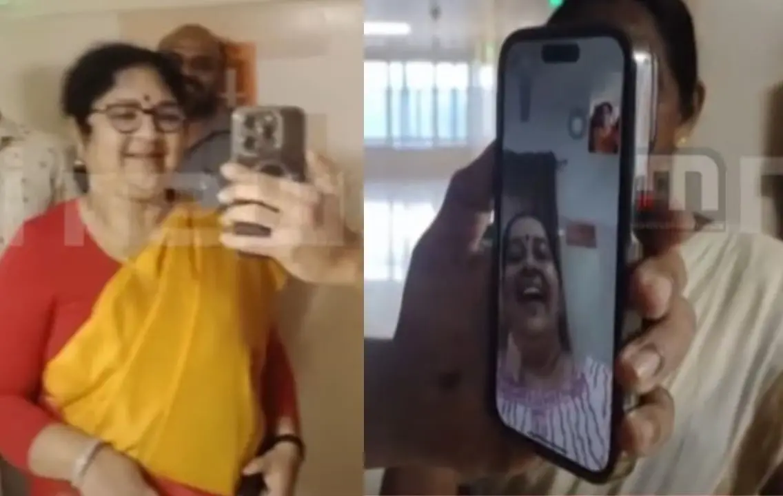 ആശുപത്രിയില് നിന്ന് വീഡിയോകോളിലൂടെ സംസാരിക്കുന്ന മന്ത്രി ആര്. ബിന്ദുവും ഉമ തോമസ് എം.എല്.എ.യും