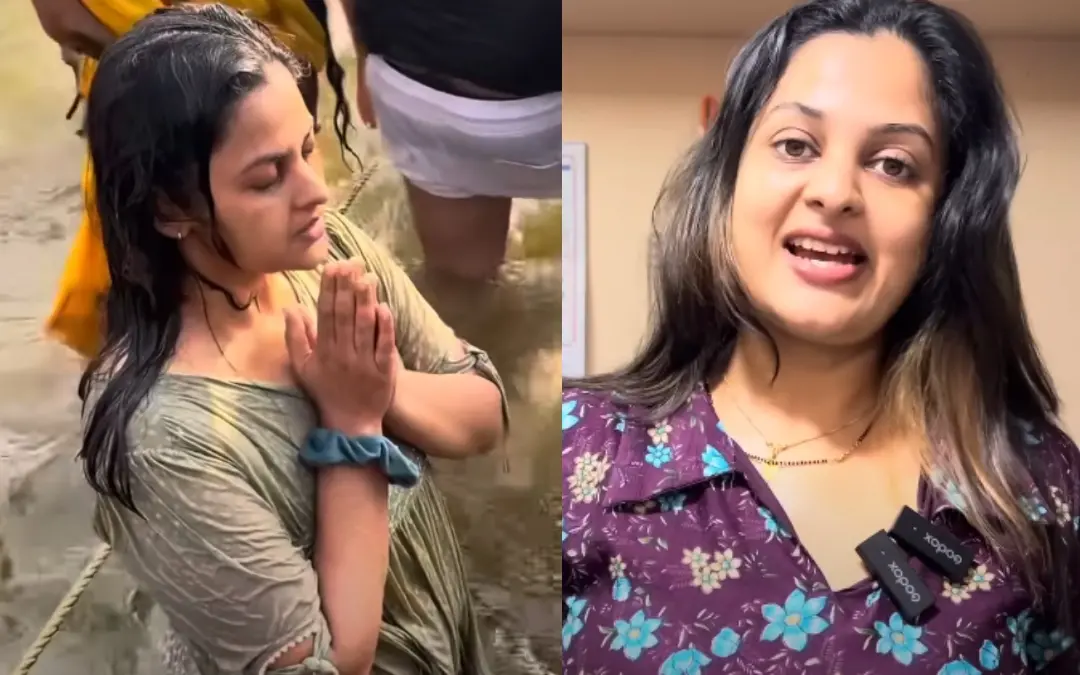 കുംഭമേളയില് പുണ്യസ്നാനം ചെയ്തപ്പോള് | Photo: Screen grab/ YouTube: Sree Kutty