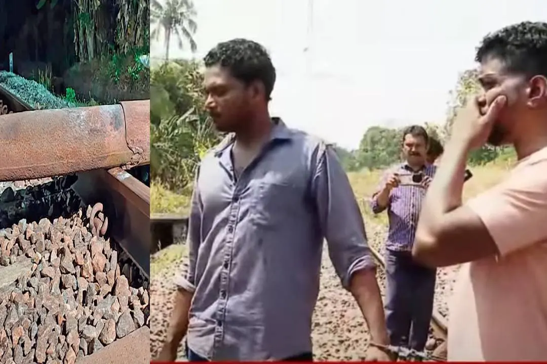 കൊല്ലം-ചെങ്കോട്ട പാതയിൽ ടെലിഫോൺ പോസ്റ്റ് കുറുകേവെച്ചനിലയിൽ, പിടിയിലായ പ്രതികളെ തെളിവെടുപ്പിനെത്തിച്ചപ്പോള്