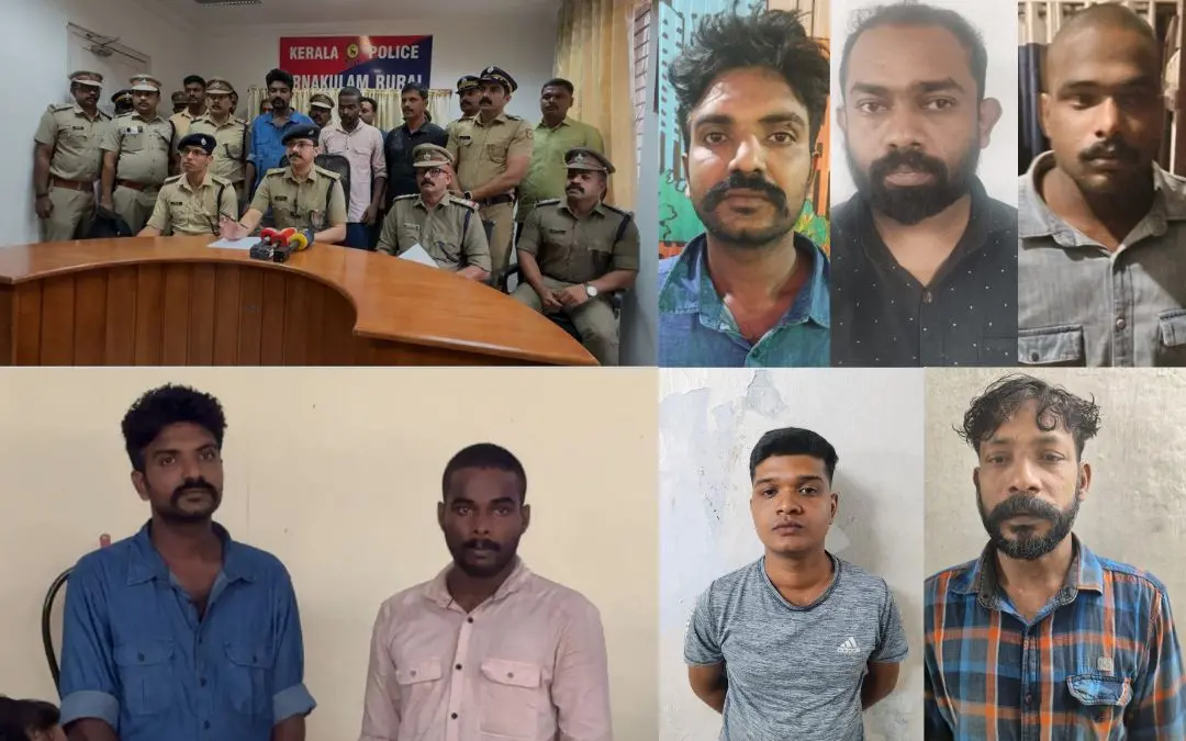 അന്വേഷണസംഘം നടത്തിയ വാർത്താസമ്മേളനം, പിടിയിലായ പ്രതികൾ | ഫോട്ടോ: അറേഞ്ച്ഡ്