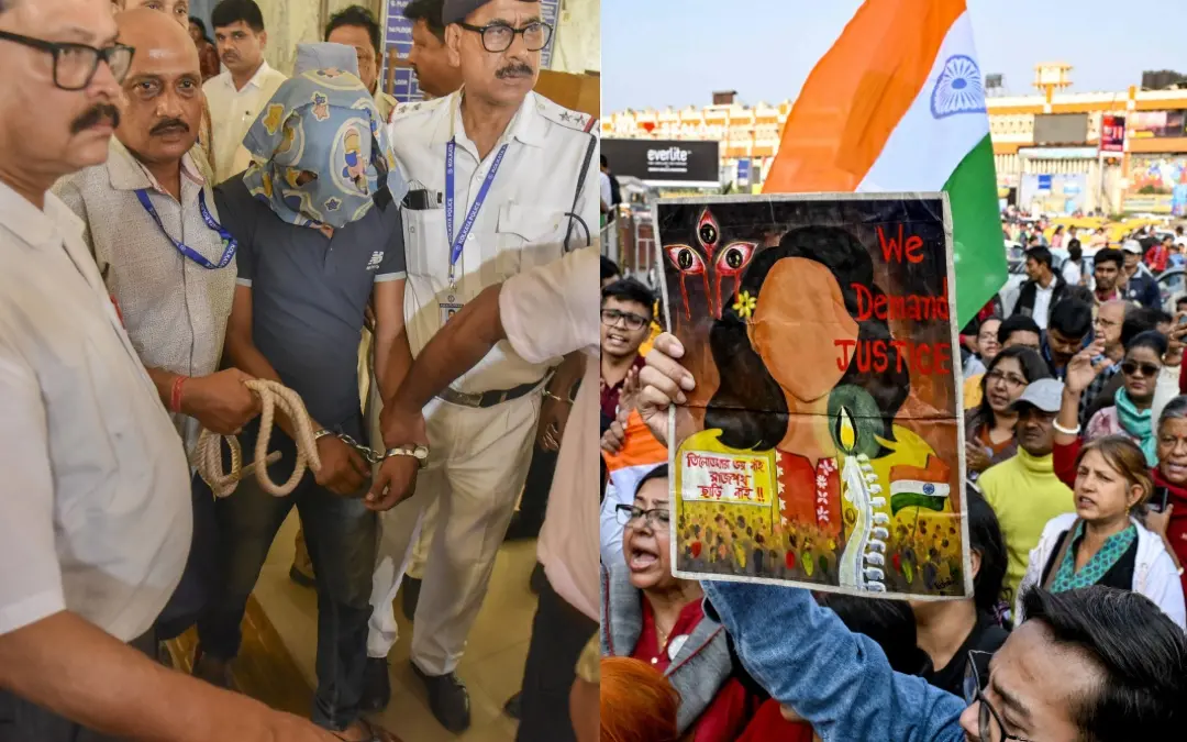 പ്രതി പോലീസ് കസ്റ്റഡിയില്, ബലാത്സംഗക്കൊലപാതകത്തെത്തുടര്ന്നുണ്ടായ പ്രതിഷേധത്തില്നിന്ന് | Photo: PTI, AFP
