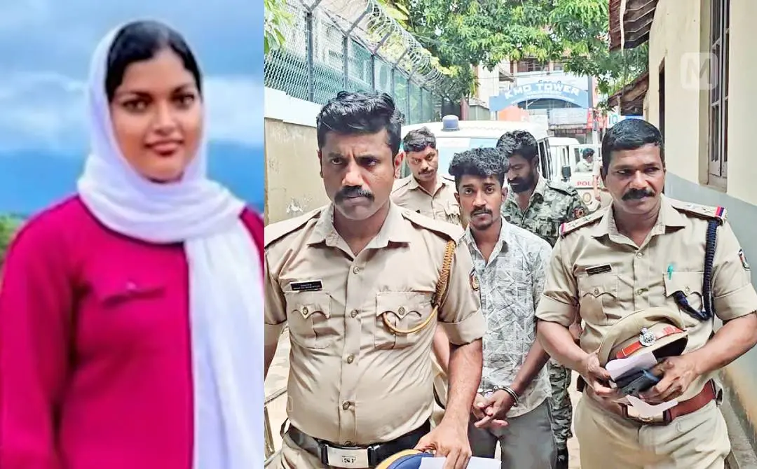 ഷിബില, ഷിബിലയെ കുത്തിക്കൊന്ന കേസിലെ പ്രതി ഭർത്താവ് യാസിറിനെ കസ്റ്റഡിയിൽ വാങ്ങി തെളിവെടുപ്പിനായി താമരശ്ശേരി പോലീസ് സ്റ്റേഷനിലേക്ക് എത്തിച്ചപ്പോൾ | ഫോട്ടോ: മാതൃഭൂമി