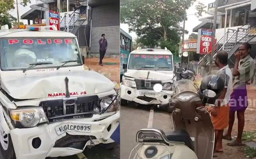 വൈപ്പിനിൽ പോലീസ് ജീപ്പ് അപകടത്തിൽപ്പെട്ടപ്പോൾ | സ്ക്രീൻഗ്രാബ്