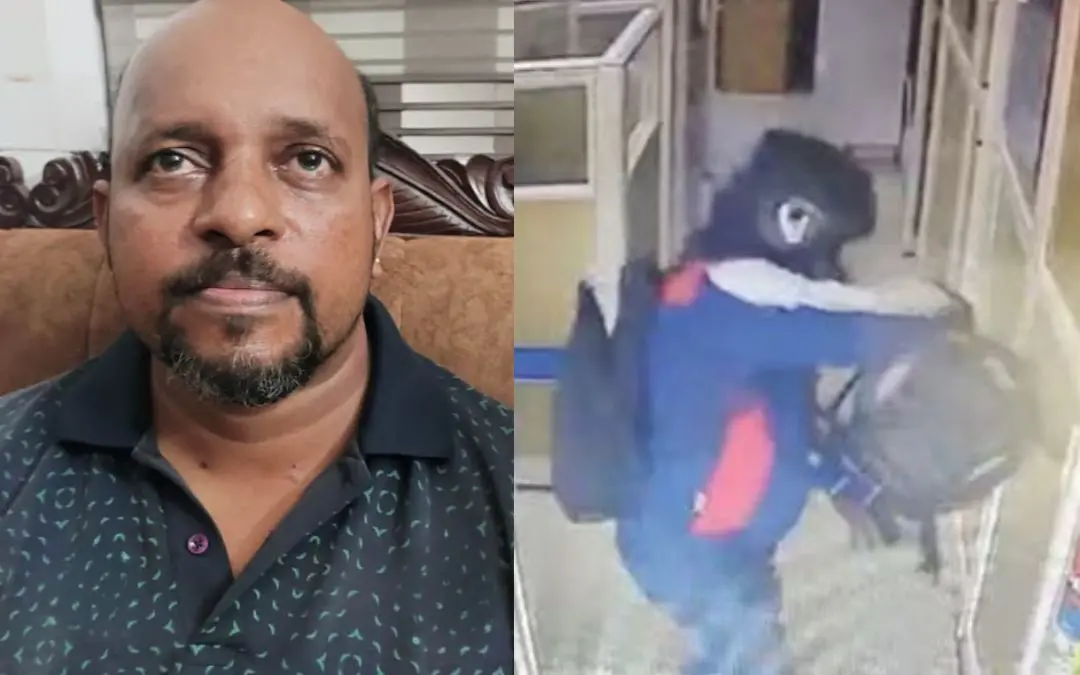 അറസ്റ്റിലായ റിജോ ആന്റണി, മോഷണത്തിന്റെ സിസിടിവി ദൃശ്യം | ഫോട്ടോ: അറേഞ്ച്ഡ്