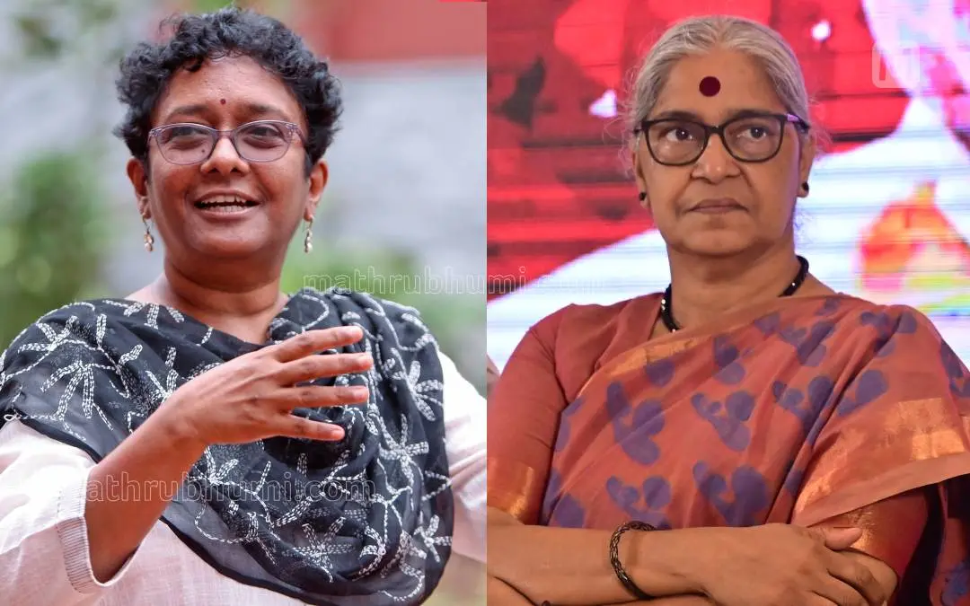 ശാരദ മുരളീധരൻ, ആനി രാജ | Photo: Mathrubhumi