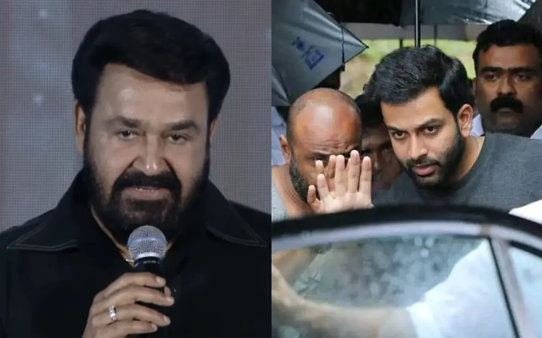 എമ്പുരാൻ ടീസർ ലോഞ്ചിനിടെ മോഹൻലാൽ സംസാരിക്കുന്നു, ലൂസിഫർ ചിത്രീകരണത്തിനിടെ സംവിധായകൻ പൃഥ്വിരാജ് | Photos: Screen grab from youtube.com/@AashirvadCinemasOfficial, facebook.com/ennumeppozumlalettan