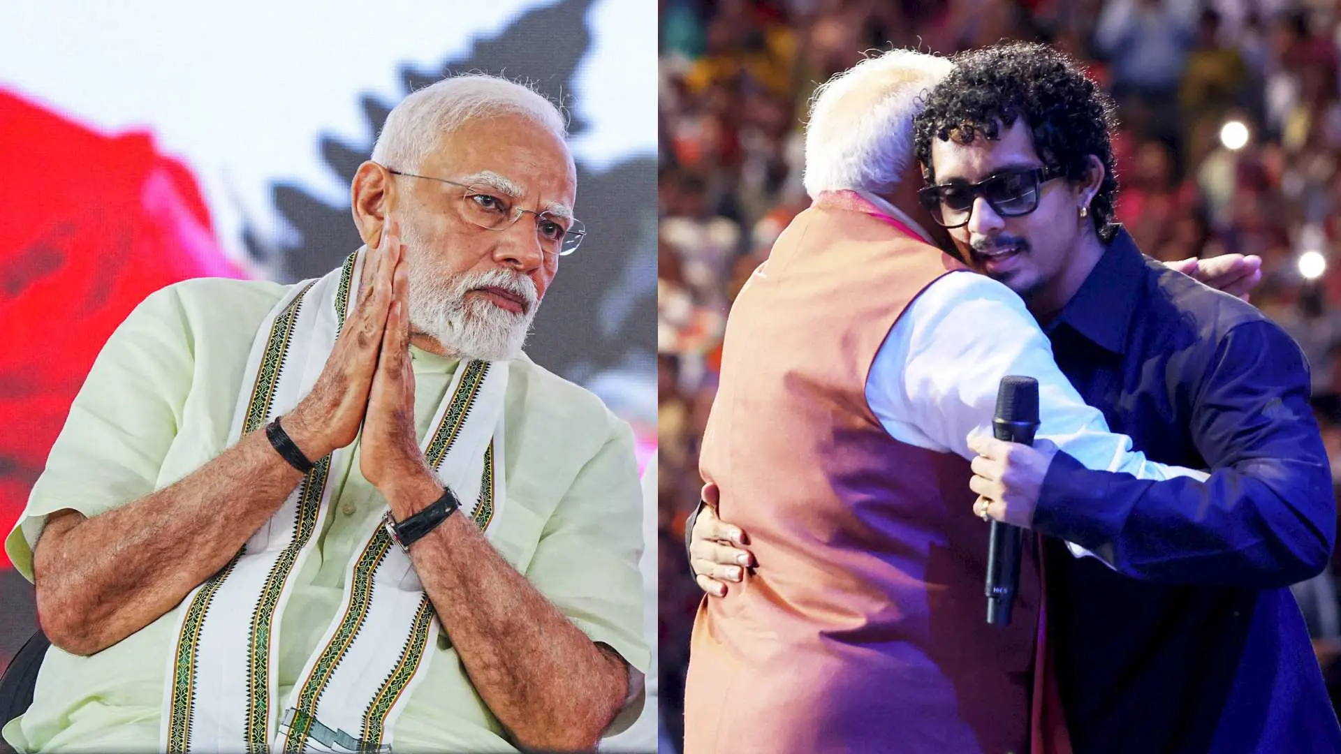 പ്രധാനമന്ത്രി നരേന്ദ്ര മോദി, പ്രധാനമന്ത്രി നരേന്ദ്ര മോദിയും ഹനുമാൻകൈൻഡും | Photo: ANI, PTI