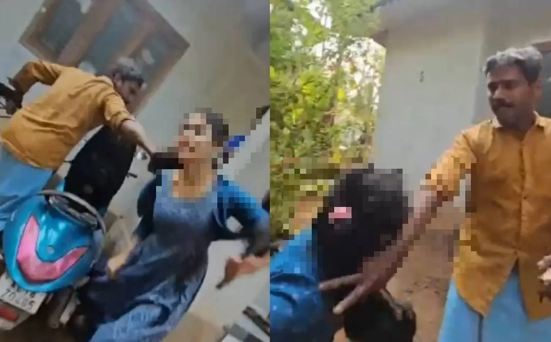 യുവതിയെ മര്ദിക്കുന്ന ദൃശ്യം