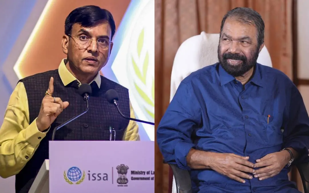 ഡോ. മൻസുഖ് മാണ്ഡവ്യ, വി ശിവൻകുട്ടി | Photo: PTI, Mathrubhumi