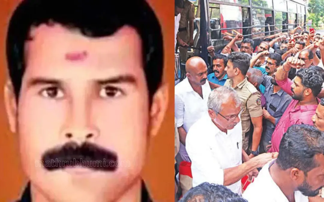കൊല്ലപ്പെട്ട സൂരജ്, മുഴപ്പിലങ്ങാട് സൂരജ് വധക്കേസിൽ ശിക്ഷിക്കപ്പെട്ടവരെ കണ്ണൂർ സെൻട്രൽ ജയിലിലെത്തിച്ചപ്പോൾ മുദ്രാവാക്യം മുഴക്കി അഭിവാദ്യമർപ്പിക്കുന്ന സിപിഎം പ്രവർത്തകർ | ഫോട്ടോ: മാതൃഭൂമി