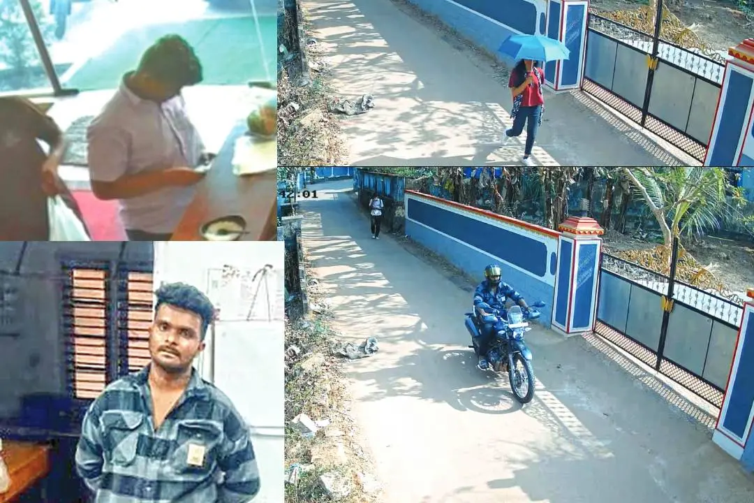 കുഴിമന്തിക്കടയിൽ നിൽക്കുന്ന അഫ്സാൻ,റോഡിലൂടെ നടന്നുപോകുന്ന ഫർസാന, ബൈക്കിൽ ഫർസാനയെ വിളിക്കാൻ എത്തുന്ന അഫാൻ (സിസിടിവി ദൃശ്യങ്ങളിൽനിന്ന്),കൂട്ടക്കൊലയ്ക്കുശേഷം തിങ്കളാഴ്ച വൈകീട്ട്അഫാൻ വെഞ്ഞാറമൂട് പോലീസ് സ്റ്റേഷനിൽ എത്തിയപ്പോൾ