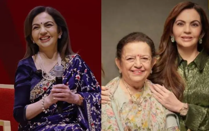 നിത അംബാനി/ നിത അംബാനി അമ്മ പൂര്ണിമ ദലാലിനൊപ്പം | Photo: X