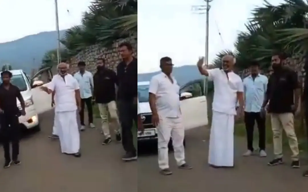 രജനികാന്ത് ആരാധകരെ അഭിവാദ്യംചെയ്യുന്നു | Photo: Screen grab/ X: Suresh Balaji