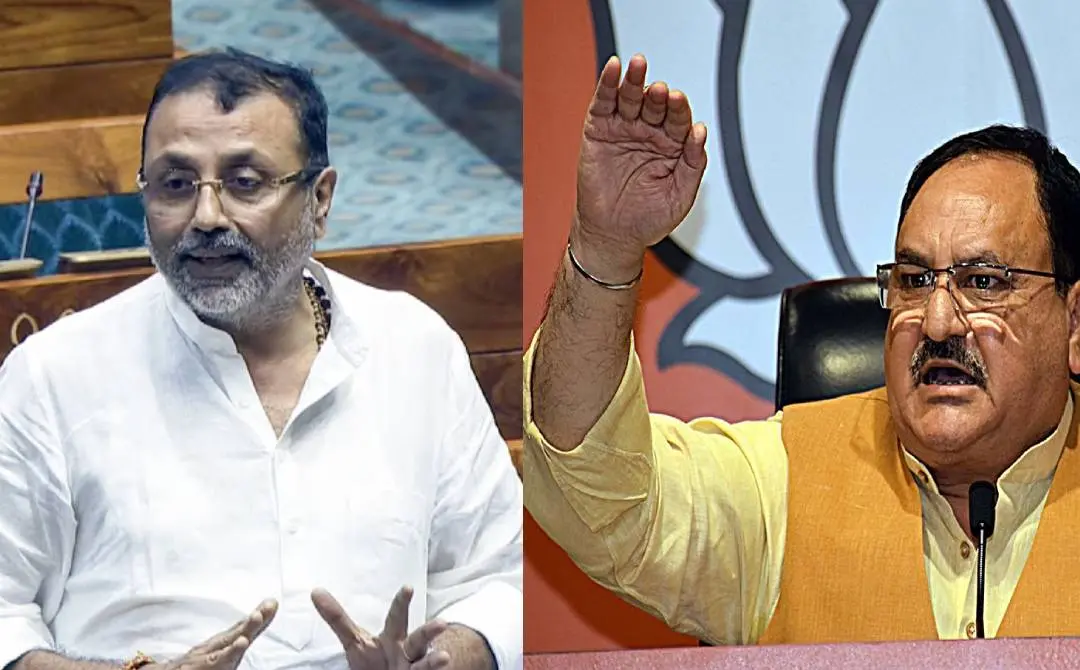 നിഷികാന്ത് ദുബെ, ജെ.പി. നഡ്ഡ | Photo: ANI