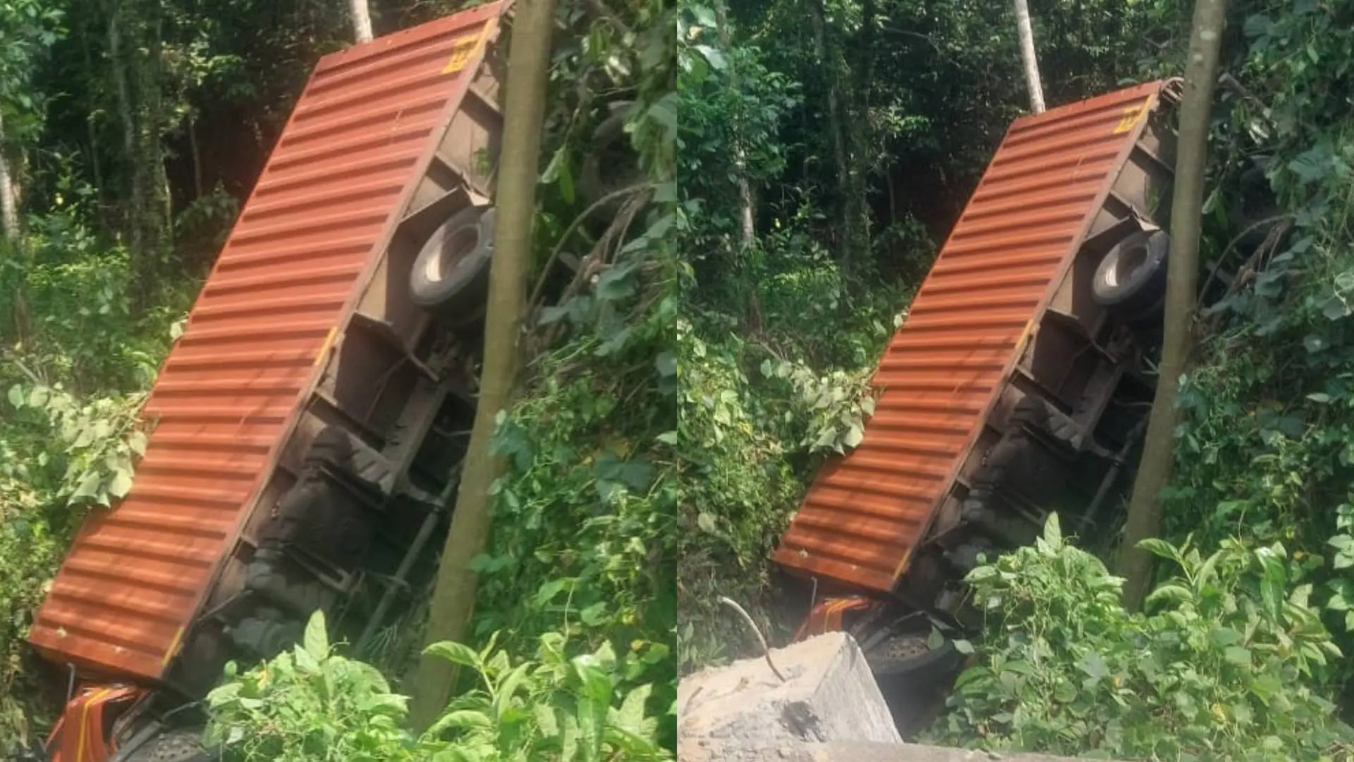 അപകടത്തിൽപ്പെട്ട ലോറി