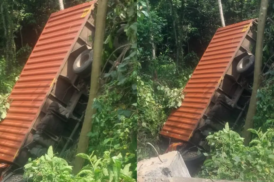 കോട്ടയത്ത് ലോറി തോട്ടിലേയ്ക്ക് മറിഞ്ഞ് അപകടം; മൂന്നുപേർക്ക് പരിക്ക്