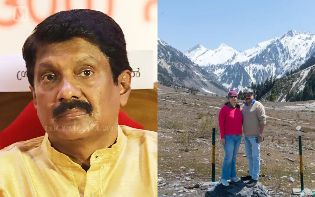 ജി. വേണുഗോപാൽ, ജി. വേണുഗോപാലും ഭാര്യയും ജമ്മു കാശ്മീരിലെ സോജി ലാ പാസിൽ | Photos: Mathrubhumi, Facebook