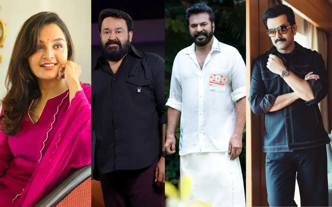 മഞ്ജു വാര്യർ, മോഹൻലാൽ, മമ്മൂട്ടി, പൃഥ്വിരാജ് | ഫോട്ടോ: Facebook