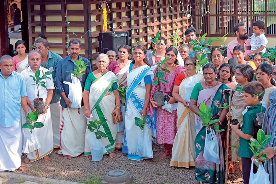 പ്ലാവിന്തൈ, ചീനിക്കമ്പ്, കറിവേപ്പ്...; വേറിട്ട വിഷുകൈനീട്ടമൊരുക്കി വൈകുണ്ഠപുരം ക്ഷേത്രം