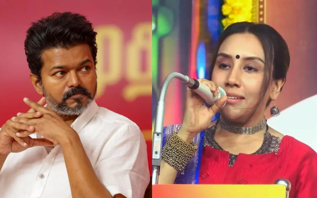 വിജയ്, ദിവ്യാ സത്യരാജ് | ഫോട്ടോ: PTI, സ്ക്രീൻഗ്രാബ്