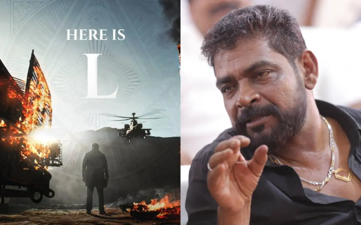 എമ്പുരാന്റെ പോസ്റ്റർ, ആന്റണി പെരുമ്പാവൂർ | Photo: facebook.com/PrithvirajSukumaran and mathrubhumi