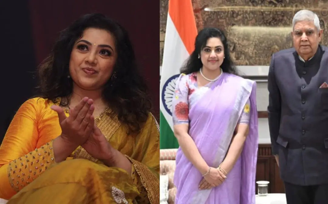 നടി മീന, ഉപരാഷ്ട്രപതി ജഗ്ദീപ് ധന്കറെ സന്ദര്ശിച്ചശേഷം മീന ഇന്സ്റ്റഗ്രാമില് പങ്കുവെച്ച ചിത്രം | Photo Courtesy: instagram.com/meenasagar16