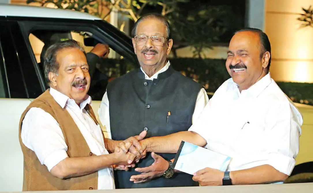 രമേശ് ചെന്നിത്തല, കെ.സുധാകരന്, വി.ഡി.സതീശന് |ഫോട്ടോ:മാതൃഭൂമി