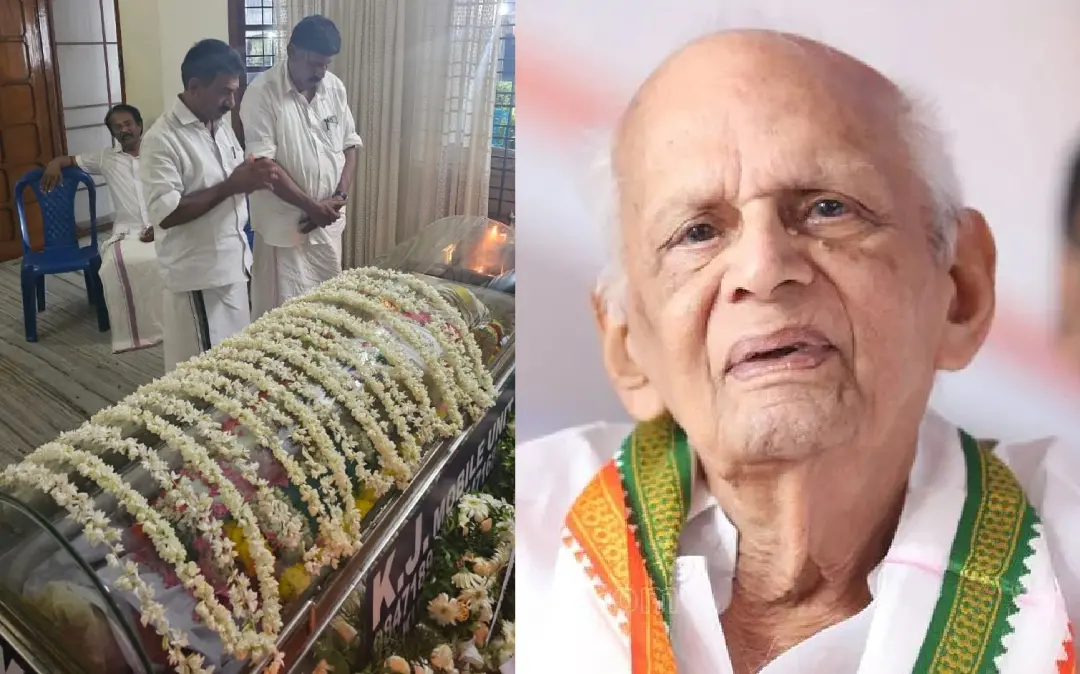 അന്തരിച്ച മുന്‍ കെപിസിസി പ്രസിഡന്റ് തെന്നല ബാലകൃഷ്ണപിള്ളക്ക് ഒഐസിസി മിഡില്‍ ഈസ്റ്റ് ജനറല്‍ കണ്‍വീനര്‍ രാജു കല്ലുംപുറവും, ഒമാന്‍ ഇന്‍കാസ് നേതാവ് സജി ഔസേപ്പും ആദരാഞ്ജലികള്‍ അര്‍പ്പിക്കുന്നു, തെന്നല ബാലകൃഷ്ണപിള്ള