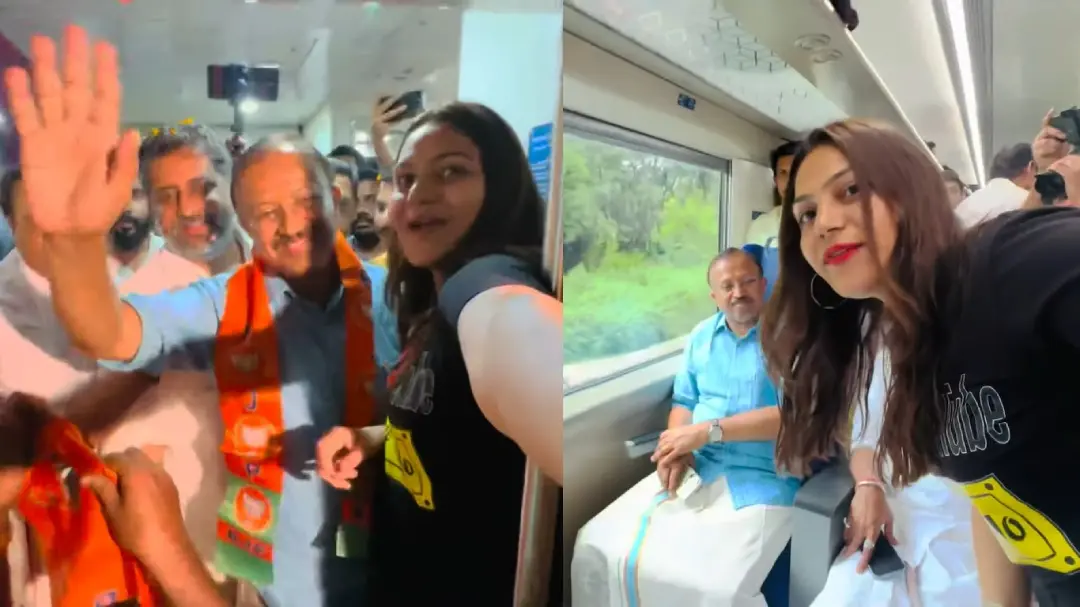 കേന്ദ്രമന്ത്രിയായിരുന്ന വി. മുരളീധരനൊപ്പം ജ്യോതി മല്ഹോത്ര | Photo: Screengrab/ youtube.com/@TravelwithJo