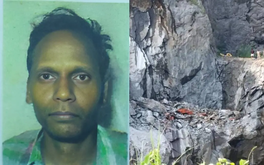 അപകടത്തിൽ മരിച്ച മഹാദേവ് പ്രധാന്‍, കോന്നി പയ്യനാമണില്‍ ചെങ്കുളം പാറമടയില്‍ പാറ അടര്‍ന്നുവീണുണ്ടായ അപകടസ്ഥലത്തുനിന്നുള്ള ദൃശ്യം | ഫോട്ടോ: മാതൃഭൂമി
