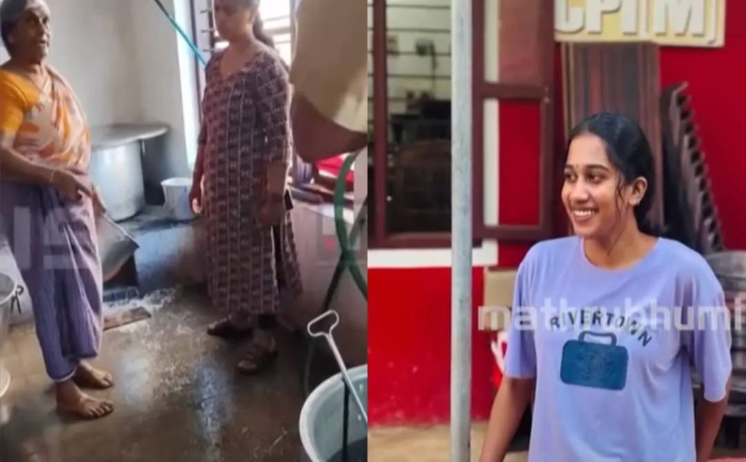 സ്കൂളില്നടന്ന സംഭവത്തിന്റെ ദൃശ്യം(ഇടത്ത്) അക്ഷയ മനോജ്(വലത്ത്) | Screengrab: Mathrubhumi News