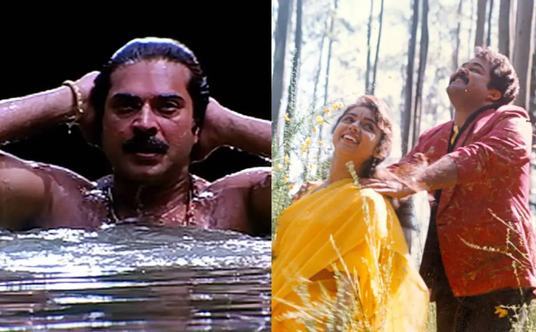 ധ്രുവം, കിലുക്കം എന്നീ ചിത്രങ്ങളിൽനിന്നുള്ള രംഗങ്ങൾ | സ്ക്രീൻഗ്രാബ്, മാതൃഭൂമി ആർക്കൈവ്സ്