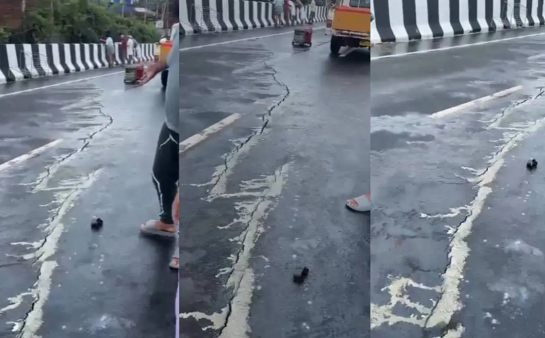 കാക്കഞ്ചേരിയില് വിള്ളലുണ്ടായ ഭാഗം