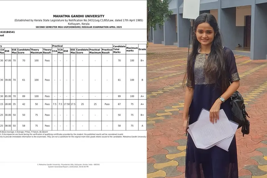 രണ്ട് എ പ്ലസ്, ഒരു എ, രണ്ട് ബി പ്ലസ്, ഒരു ബി; ഡിഗ്രി രണ്ടാം സെമസ്റ്റര് പാസായി മീനാക്ഷി