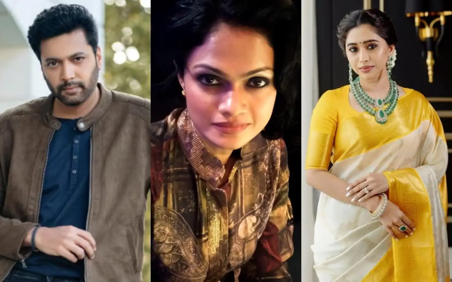 രവി മോഹൻ, സുചിത്ര, ആരതി | Photos: instagram, facebook