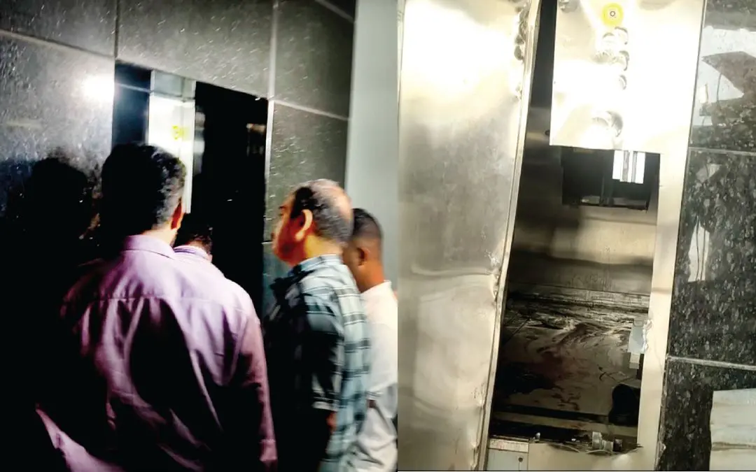പവിത്ര ഗോൾഡിലെ ലിഫ്റ്റിൽ ഇലക്ട്രിക്കൽ ഇൻസ്പെക്ടറേറ്റ് അധികൃതർ പരിശോധന നടത്തുന്നു, സണ്ണി അപകടത്തിൽപ്പെട്ട ലിഫ്റ്റ്