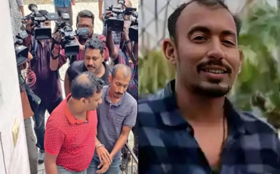 സുകാന്ത് സുരേഷിനെ തെളിവെടുപ്പിനായി നെടുമ്പാശ്ശേരിയിലെ വാടകവീട്ടിൽ കൊണ്ടുവന്നപ്പോൾ