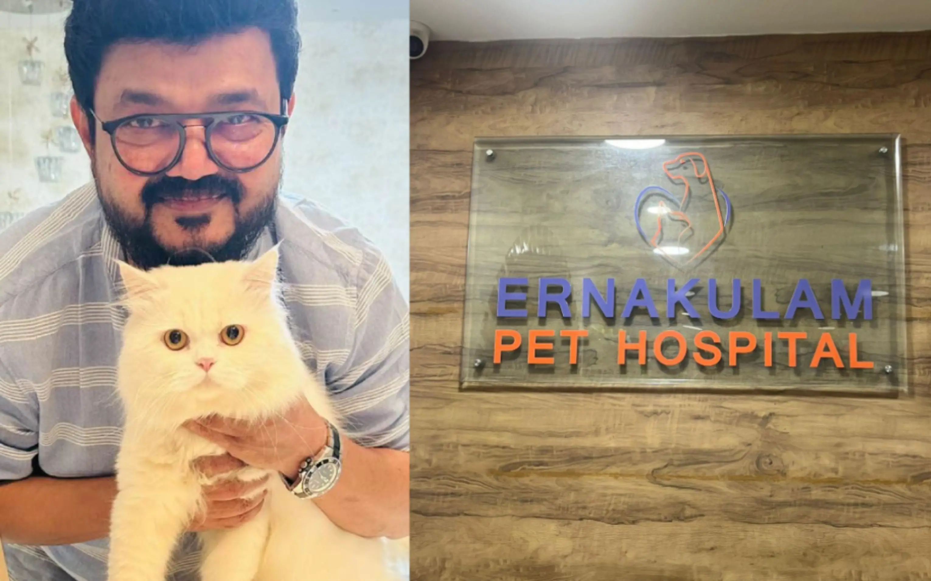 നാദിർഷാ തന്റെ വളർത്തുപൂച്ചയ്ക്കൊപ്പം, എറണാകുളം പെറ്റ് ഹോസ്പിറ്റൽ | Photos: facebook.com/Nadhirshahofficial