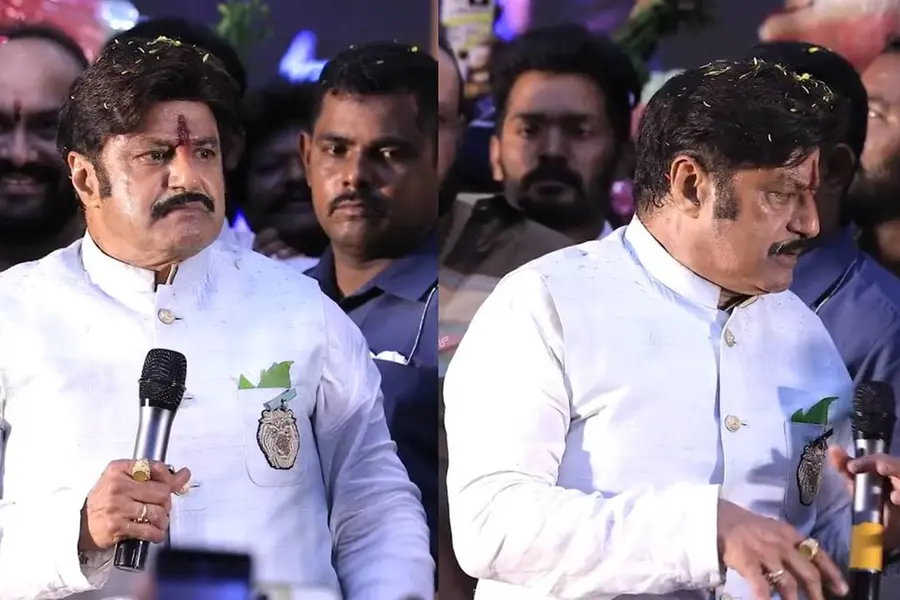 പ്രസംഗത്തിനിടെ വെപ്പുമീശ ഇളകിപ്പോയി, വേദിയിൽവെച്ചുതന്നെ പശകൊണ്ട് ഒട്ടിച്ച് ബാലയ്യ; വീഡിയോ വൈറൽ