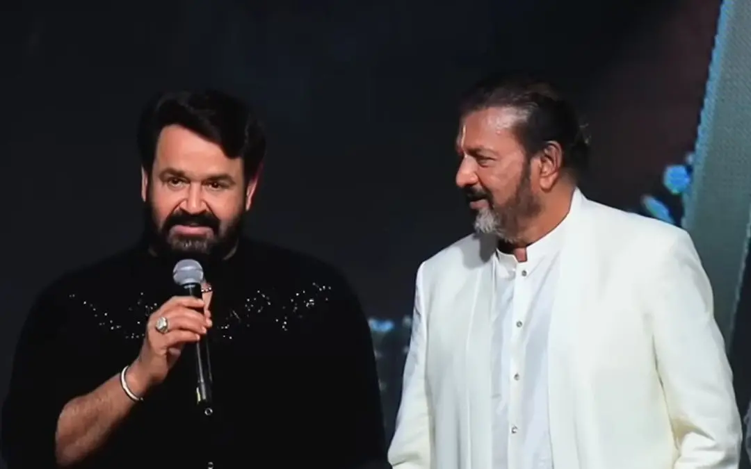 മോഹൻലാലും മോഹൻബാബുവും കണ്ണപ്പ എന്ന ചിത്രത്തിന്റെ ട്രെയിലർ ലോഞ്ചിനിടയിൽ | സ്ക്രീൻ​ഗ്രാബ്