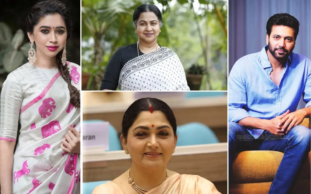 ആരതി, രാധികാ ശരത്കുമാർ, ഖുശ്ബു സുന്ദർ, രവി മോഹൻ | ഫോട്ടോ: Instagram, ആർക്കൈവ്സ്, സാബു സ്കറിയ, ജെൻസൺ \ മാതൃഭൂമി