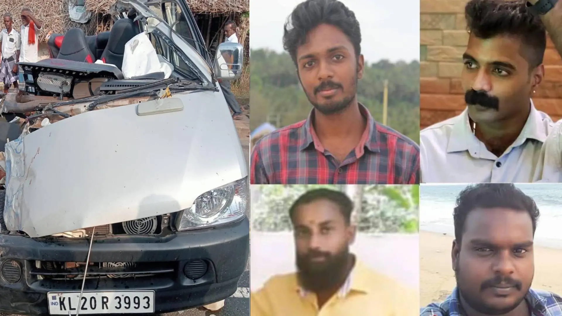 അപകടത്തില്പെട്ട വാഹനം, മരിച്ച ഷാജുനാഥ്, രാജേഷ്, രാഹുല്, ജയപ്രസാദ്