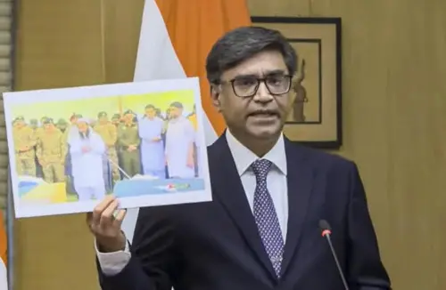 വിദേശകാര്യ വക്താവ് വിക്രം മിസ്രി വാര്ത്താസമ്മേളനത്തില് സംസാരിക്കുന്നു | Photo : PTI
