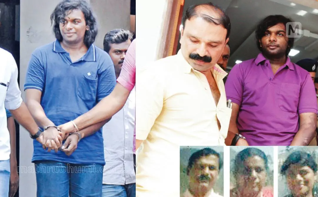 കേഡല് ജീന്സണ് രാജ. ഇന്സെറ്റില് കൊല്ലപ്പെട്ട റിട്ട. പ്രൊഫ. രാജ തങ്കം, ഡോ. ജീന് പദ്മ, കരോലിന് | ഫയല്ചിത്രം | മാതൃഭൂമി
