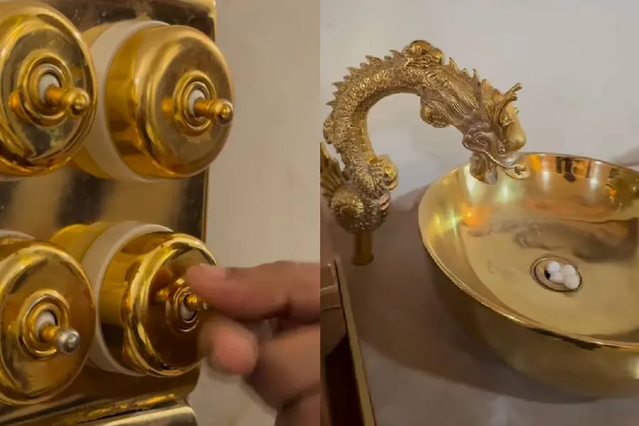 സ്വിച്ച് മുതൽ സീലിങ് വരെ സ്വർണം; വൈറലായി മധ്യപ്രദേശിലെ കോണ്ട്രാക്ടറുടെ വീട്, തുടക്കം പെട്രോൾ പമ്പിൽ