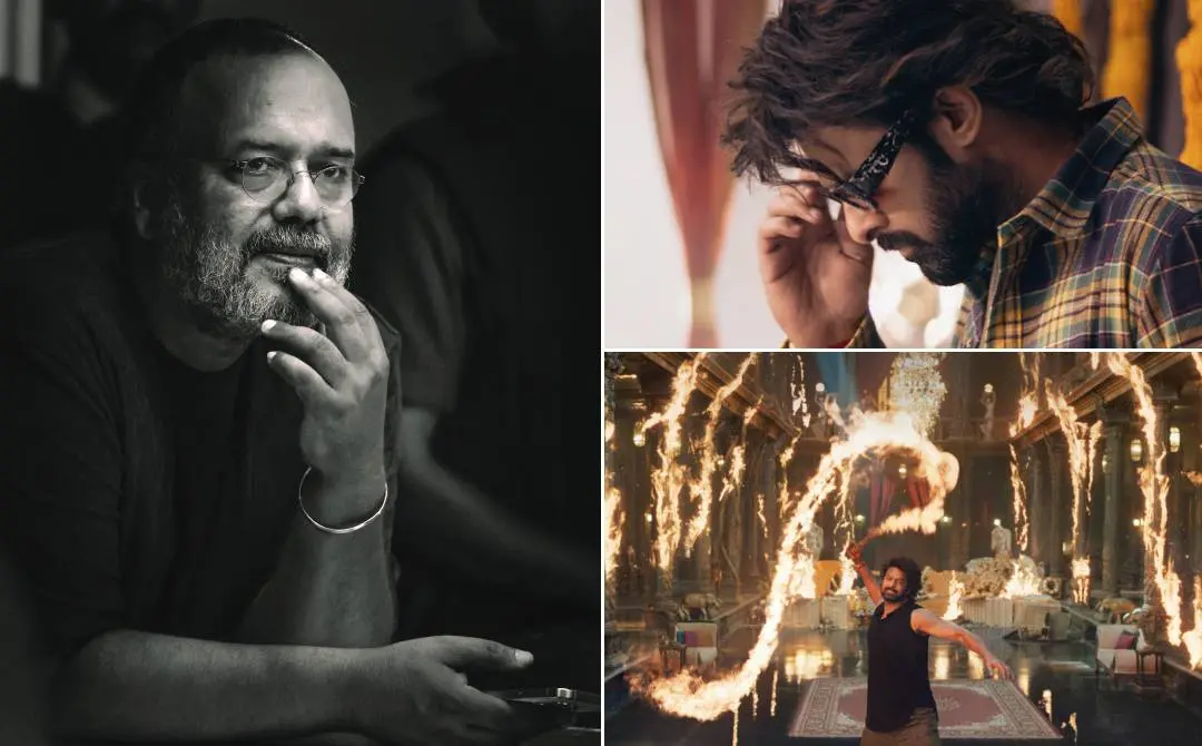 ആർട്ട് ഡയറക്ടർ രാജീവൻ, രാജാസാബ് എന്ന ചിത്രത്തിൽ പ്രഭാസ് | ഫോട്ടോ: അറേഞ്ച്ഡ്, സ്ക്രീൻഗ്രാബ്